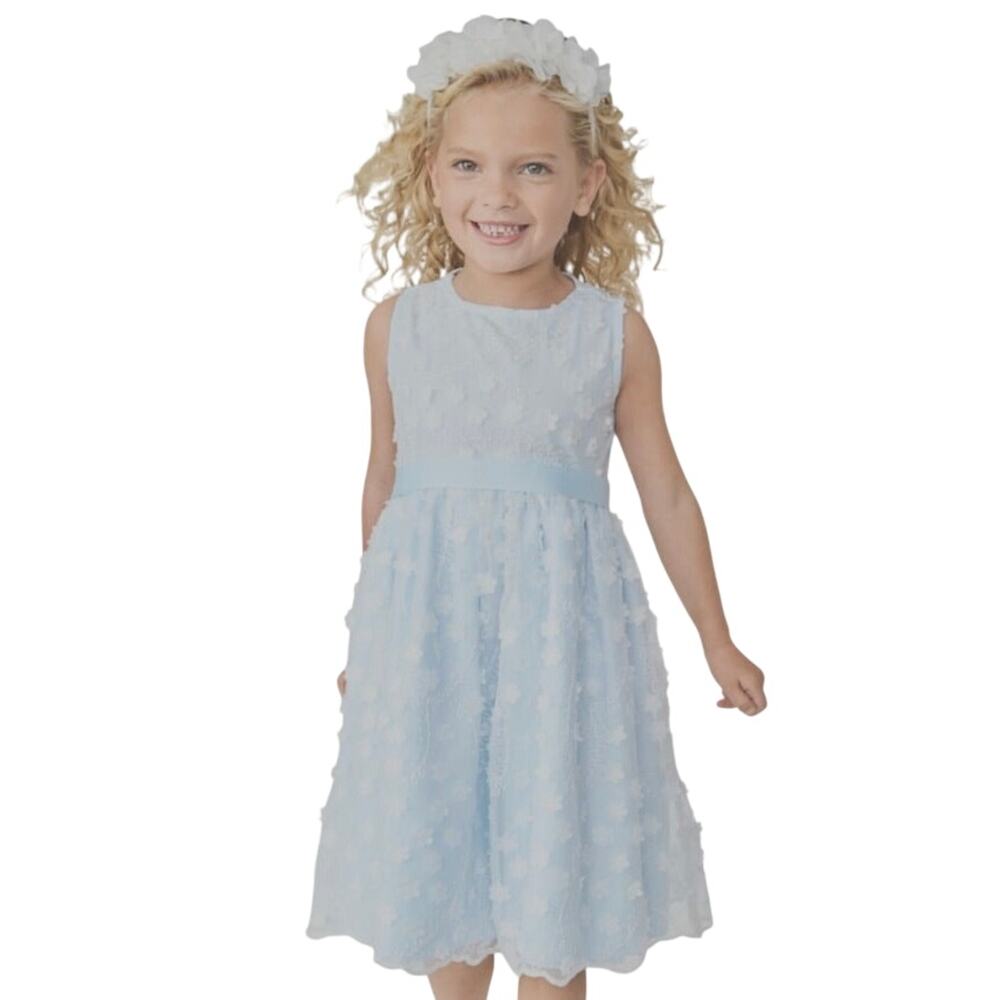 Gymboree All Dressed Up Light Blue Embroidered Floral Dress 2T Easter Wedding